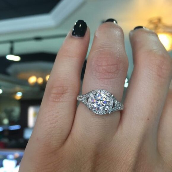 🌸Round Shiny CZ Noble Silver Wedding/Engagement Ring for Women, K808 - Picture 3 of 10